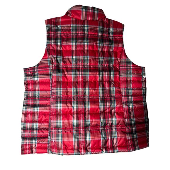 Lands End Down Puffer Vest 1X Red Plaid Tartan - Picture 4 of 4